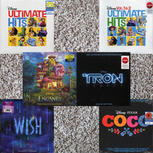 Disney Vinyl Lot of 6 Soundtracks Wish Tron Legacy Encanto Coco Ultimate Hits